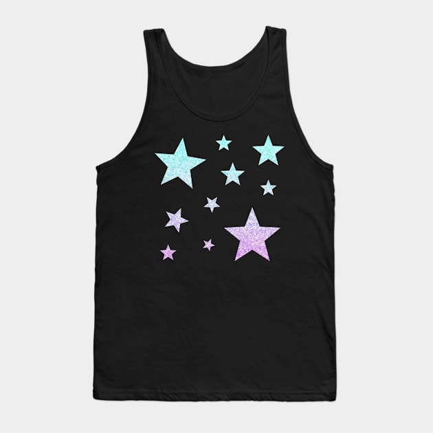 Light Blue Purple Ombre Faux Glitter Stars Tank Top by Felicity-K